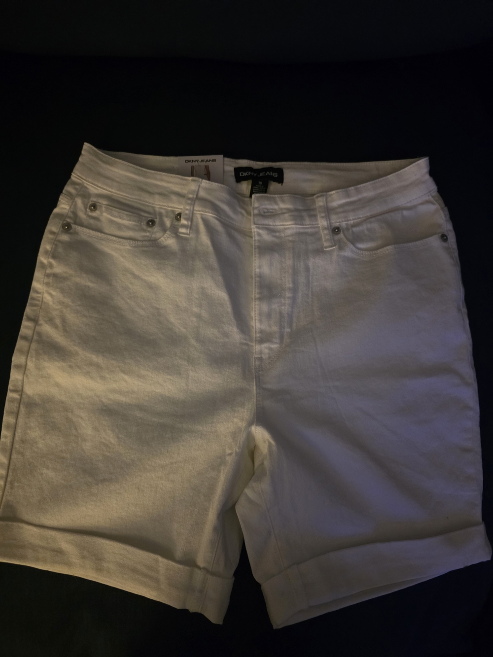 DKNY White Rolled-Hem Bermuda Shorts